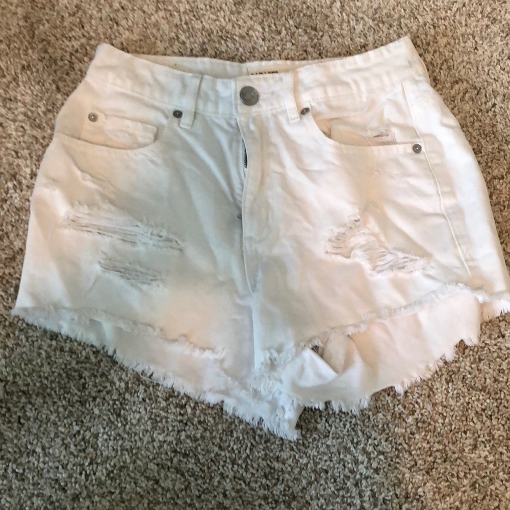 garage white jeans shorts